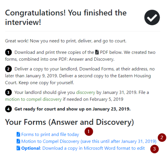 Screenshot of options for downloading completed work on MADE website