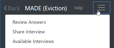 Screenshot of navigational menu on MADE website