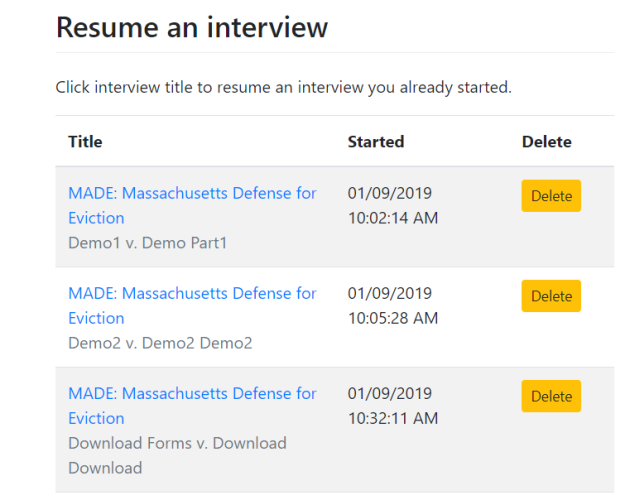 Screenshot showing how to edit an interview on MADE website