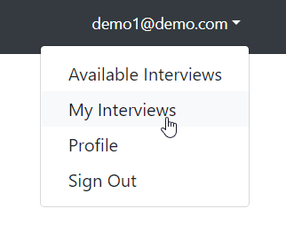The "My Interviews" menu on the MADE website