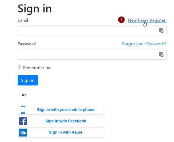 Screenshot of register and login page on MADE website
