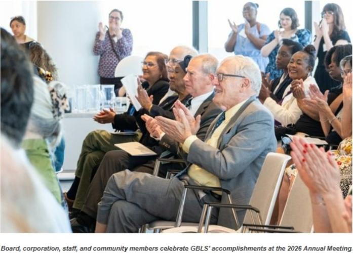 GBLS board, staff, and community members applaud during the 2026 Annual Meeting